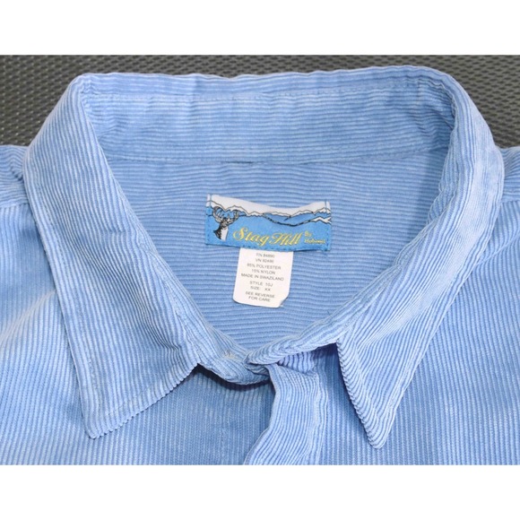VTG‎ Stag Hill Light Blue Corduroy Button Front Shirt Mens Size 2XL Beautiful - Picture 5 of 5